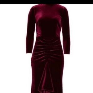 Eliza J Open Back Ruched Velvet Midi Dress